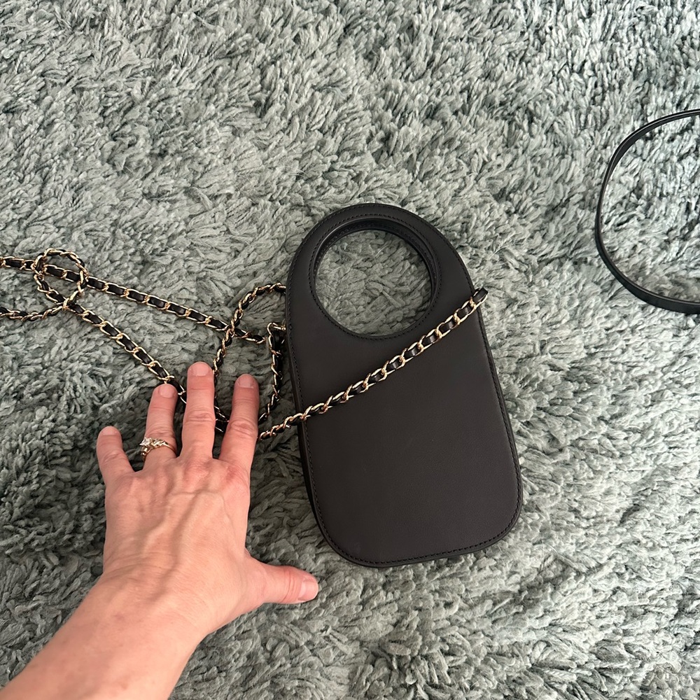 Bandolier Black Crossbody Bag with Chain Strap - Picture 4 of 5